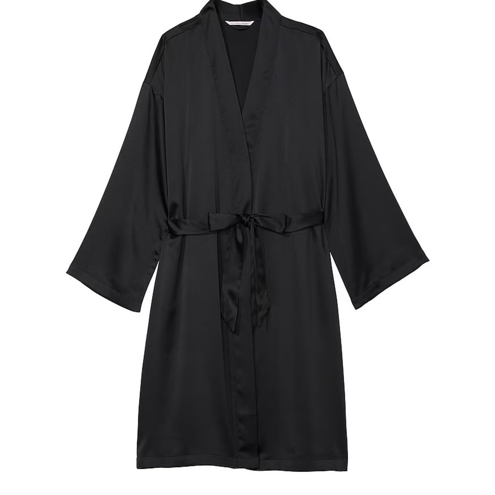 Victorias Secret Black Satin Robe
